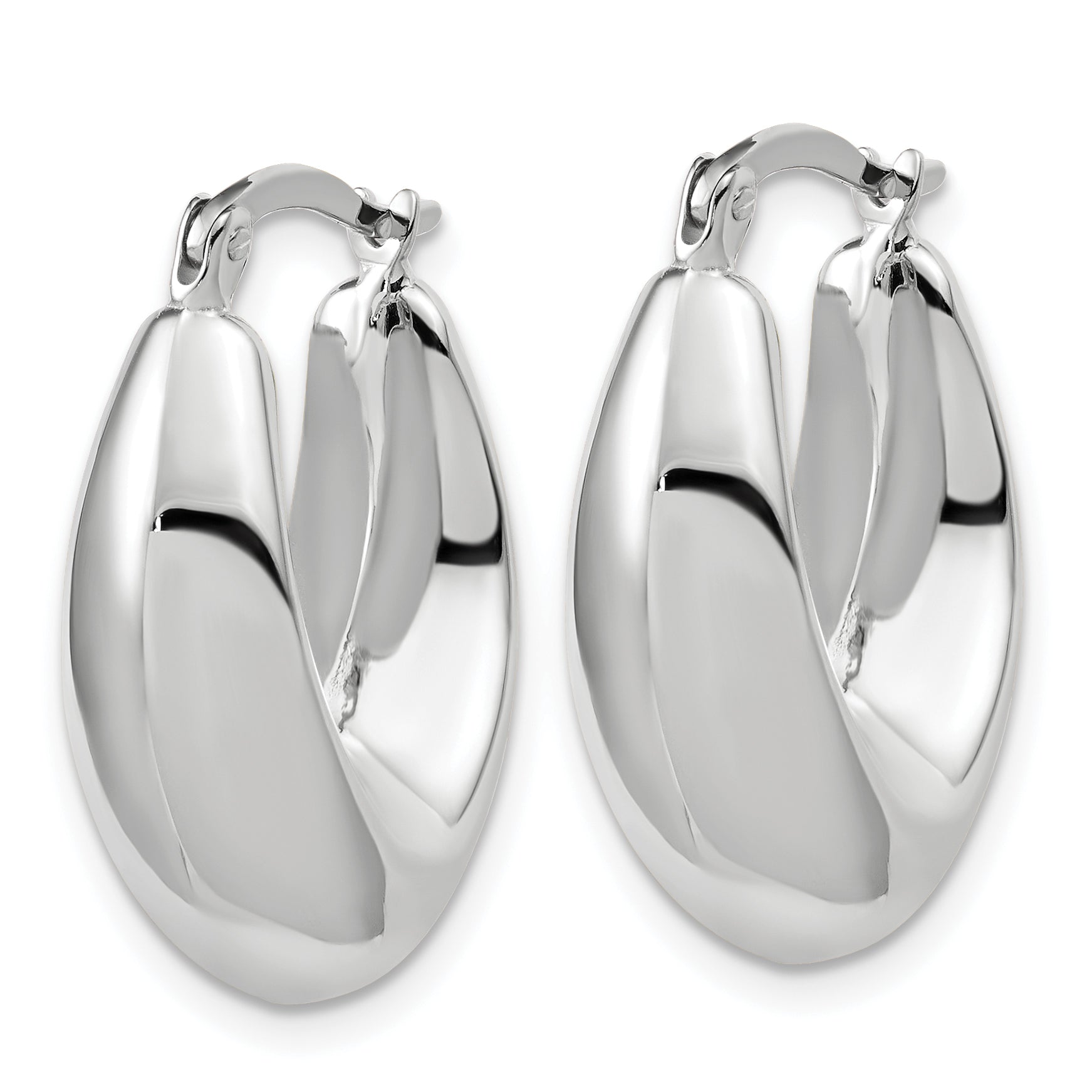 10K White Gold Polished Hoop Earrings