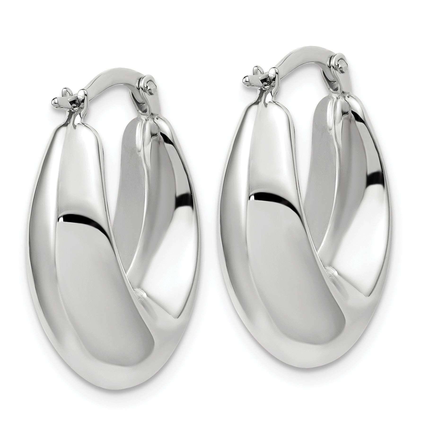 10K White Gold Polished Hoop Earrings