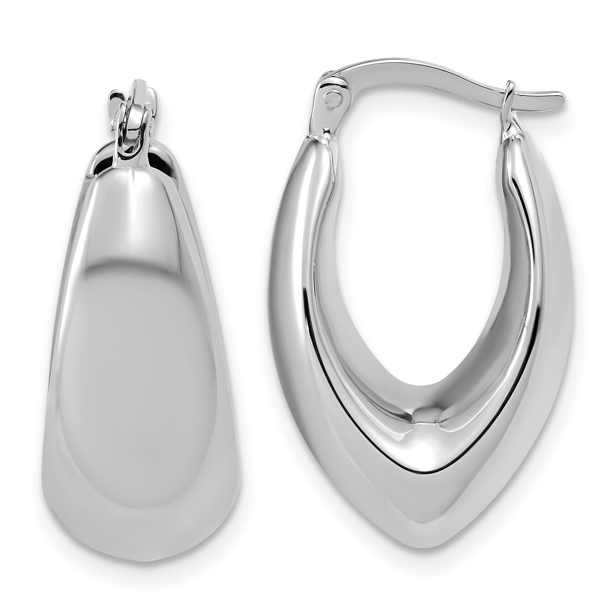 10K White Gold Polished Hoop Earrings