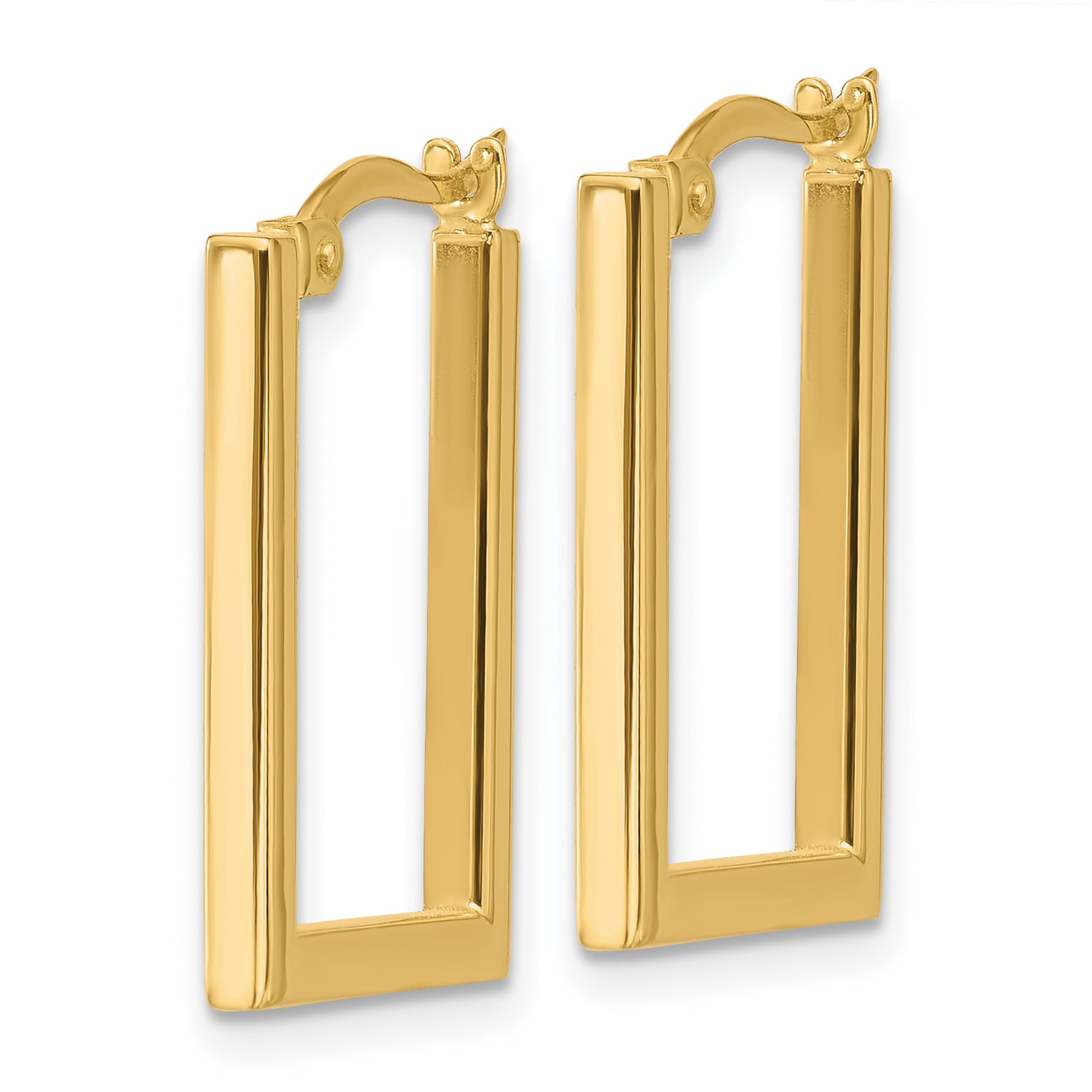 10K Polished Rectangle Hoop Earrings