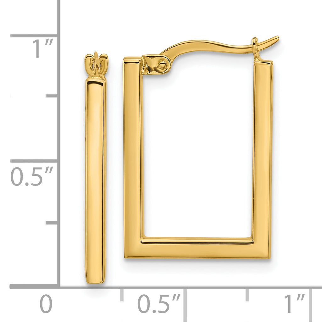10K Polished Rectangle Hoop Earrings