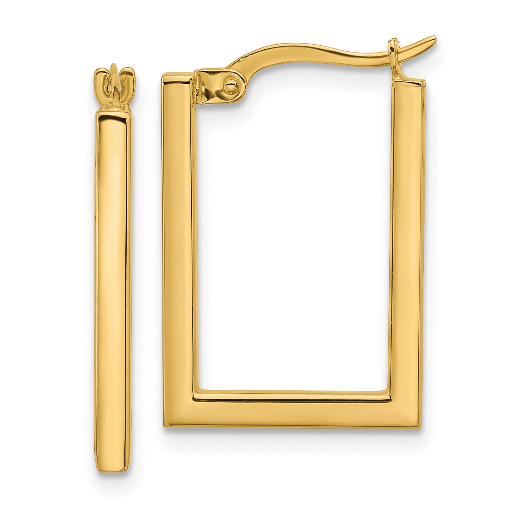 10K Polished Rectangle Hoop Earrings