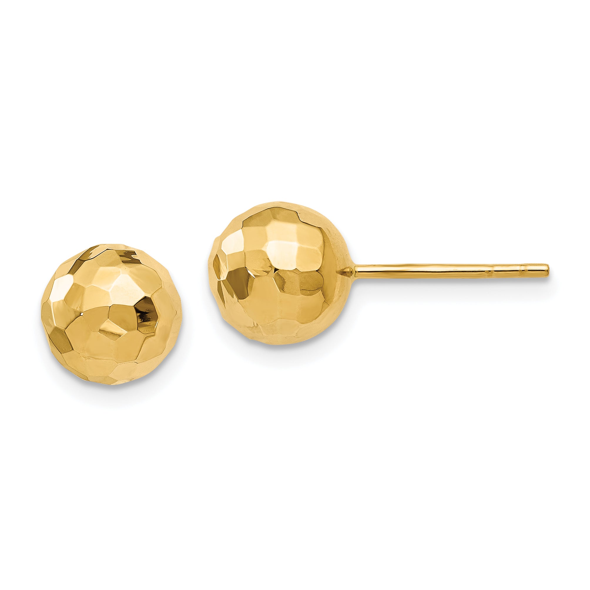 10K Polished Faceted Post Earrings