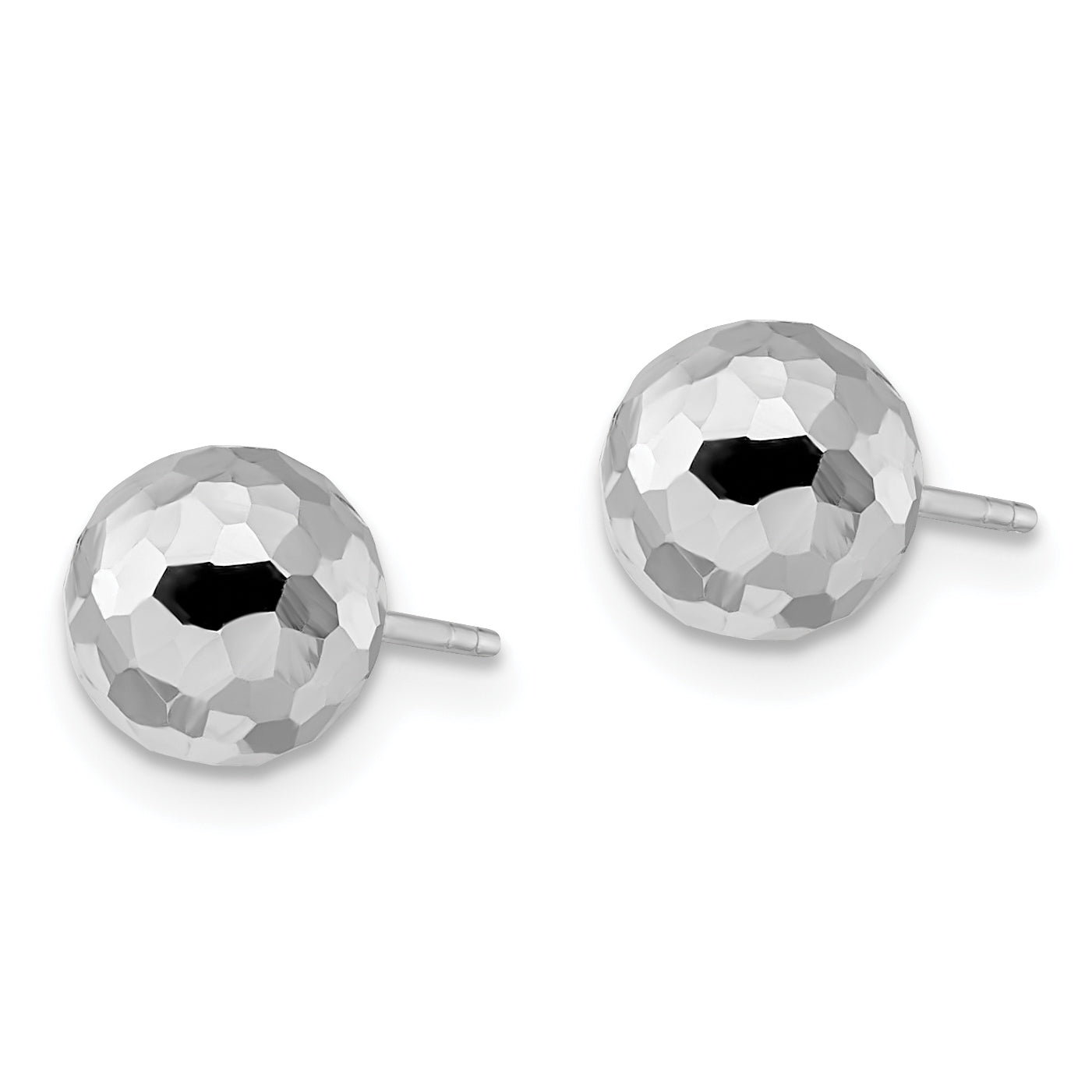 10K White Gold Polished Faceted Post Earrings