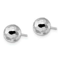 10K White Gold Polished Faceted Post Earrings
