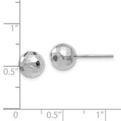 10K White Gold Polished Faceted Post Earrings