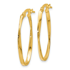 10K Twisted Oval Hoop Earrings