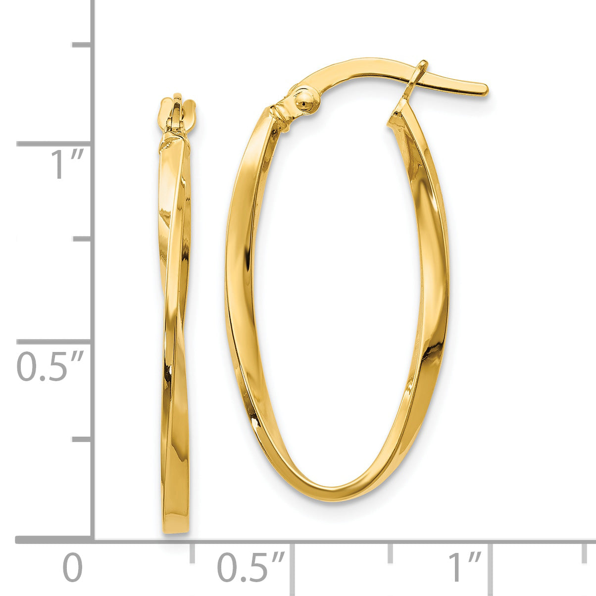 10K Twisted Oval Hoop Earrings