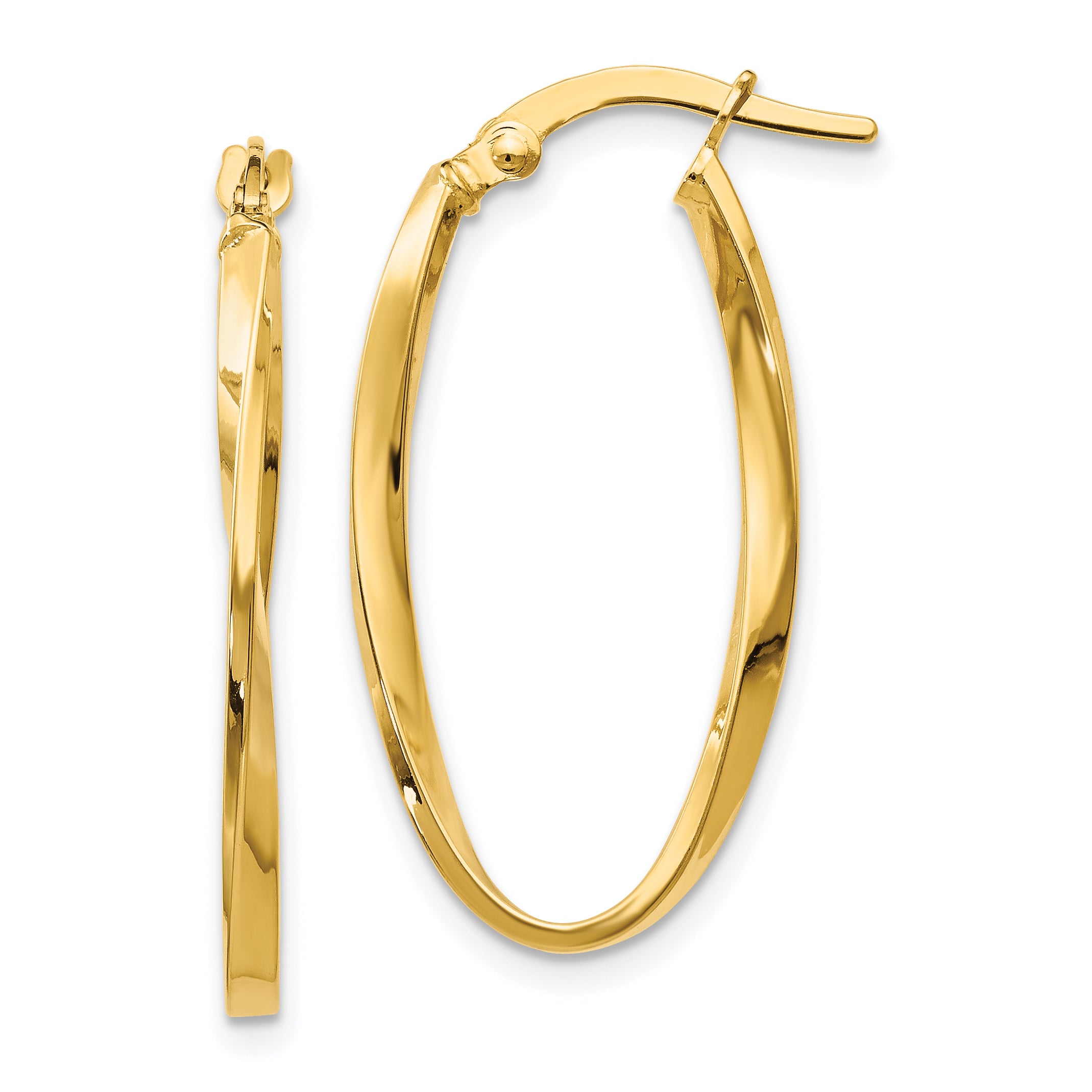 10K Twisted Oval Hoop Earrings