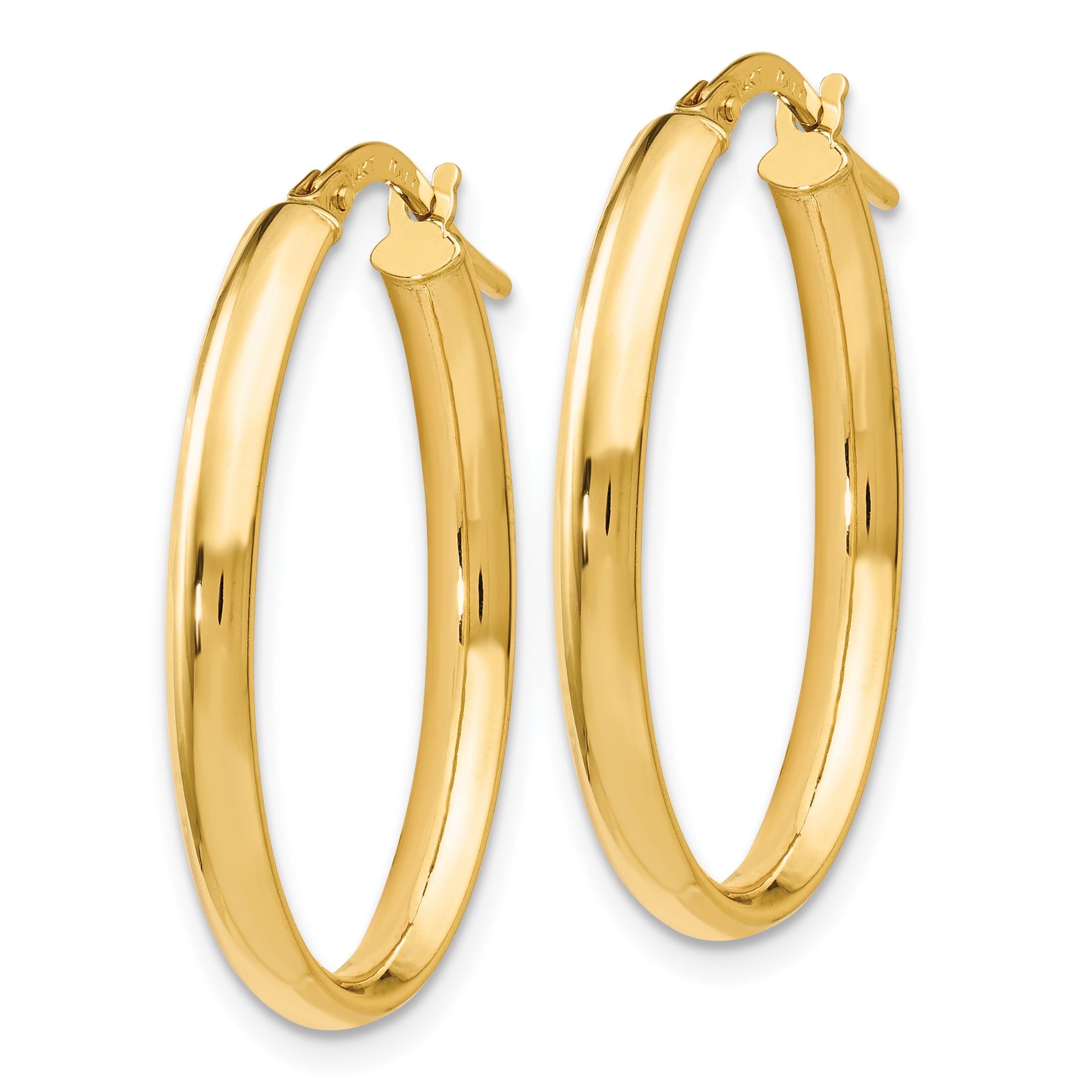 10K Polished Oval Hoop Earrings Secondary image