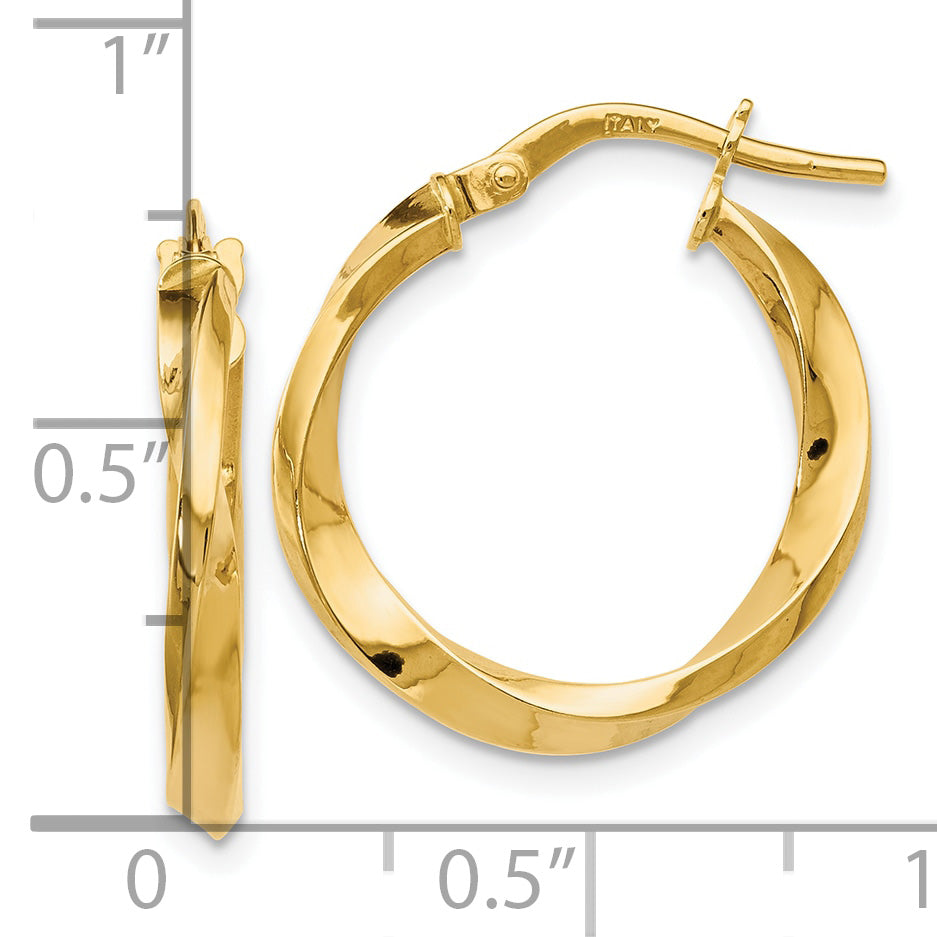 10K Polished Twisted Hoop Earrings