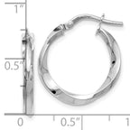 10K White Gold Polished Twisted Hoop Earrings
