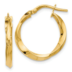 10K Polished Twisted Hoop Earrings