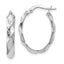 10K White Gold Polished Twisted Oval Hoop Earrings