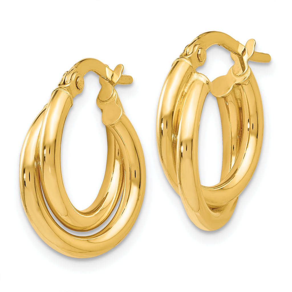 10K Polished Twisted Double Hoop Earrings