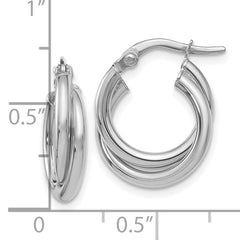 10K White Gold  Polished Twisted Double Hoop Earrings