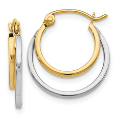 10K Two-tone Polished Hinged Hoop Earrings