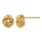 10K Yellow Gold Textured Love Knot Button Earrings, 9mm