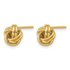 10K Yellow Gold Love Knot Button Earrings, 9.5mm