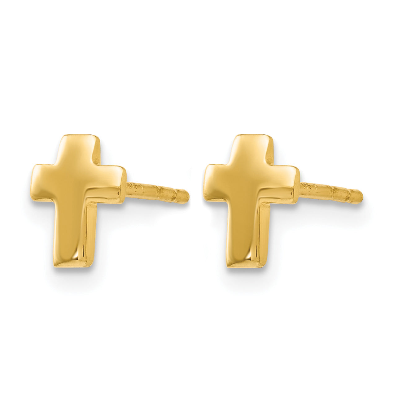 10K Yellow Gold Cross Button Earrings Secondary image
