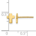 10K Yellow Gold Cross Button Earrings