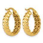 10K Yellow Gold Grooved Hoop Earrings, 5mm