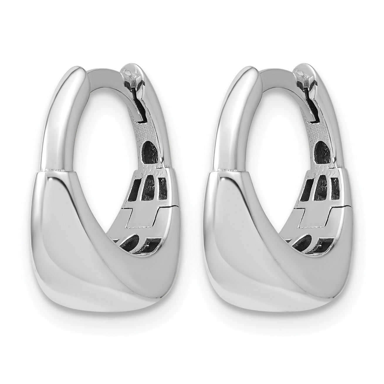 10K White Gold Polished Hoop Earrings, 6.5mm Secondary image