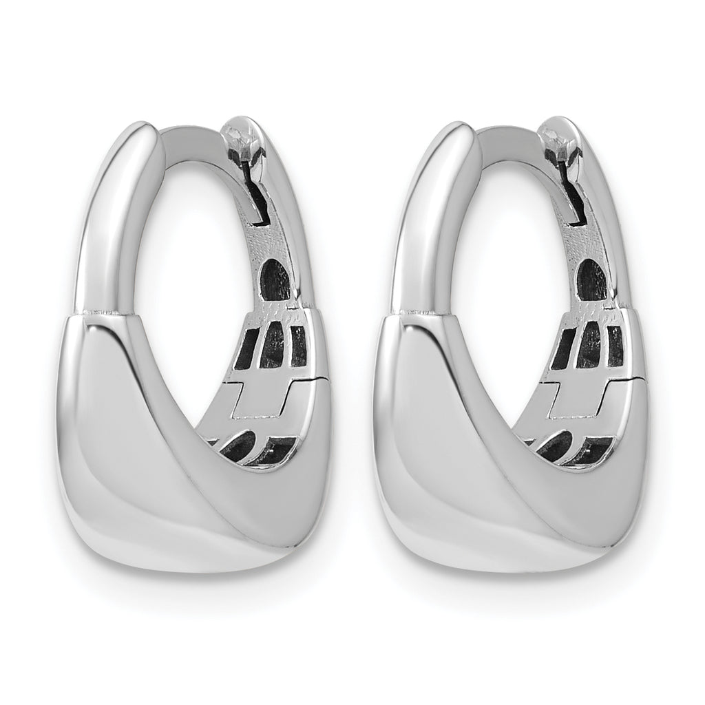 10K White Gold Polished Hoop Earrings, 6.5mm