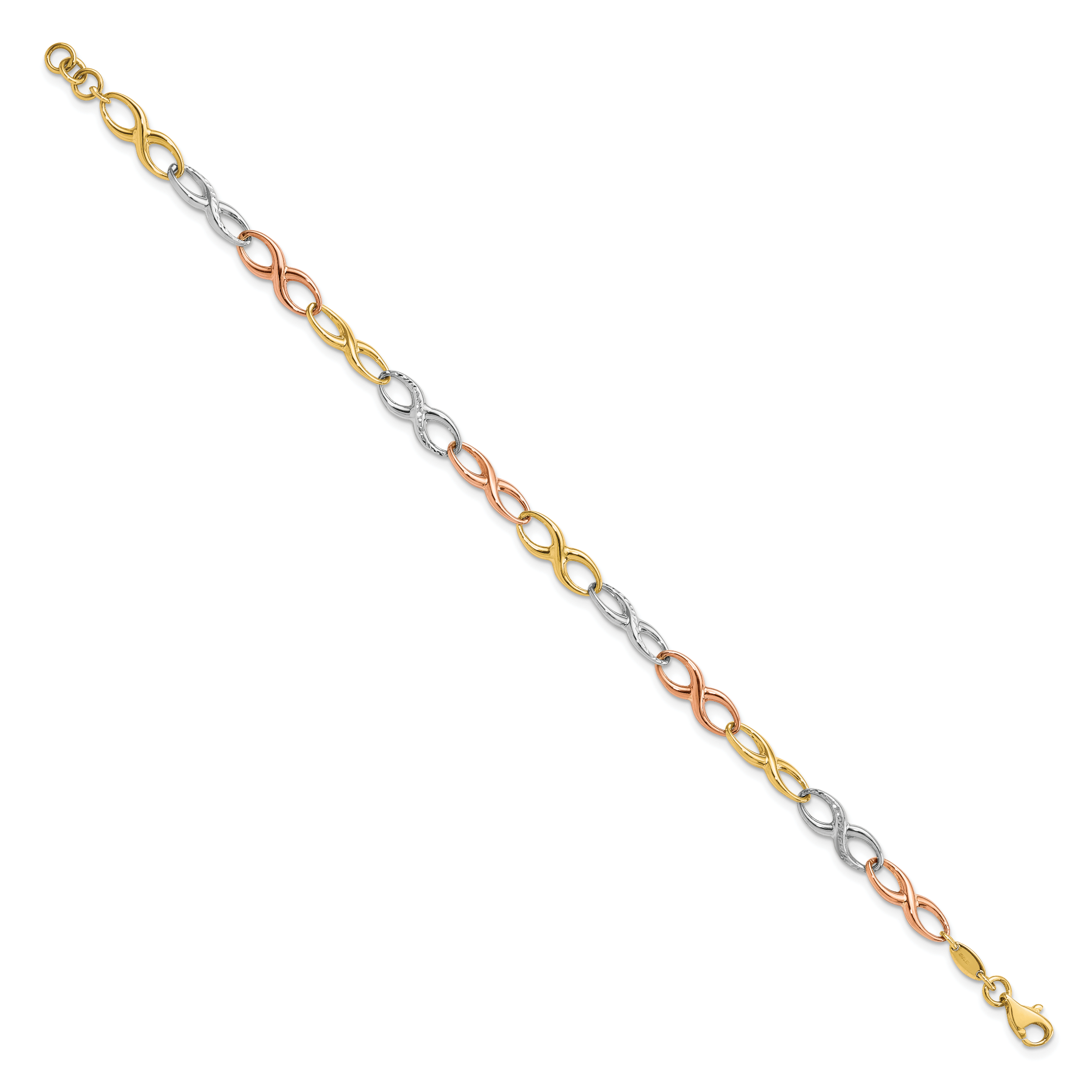 10K Tri-color Infinity Symbol Link Bracelet Secondary image