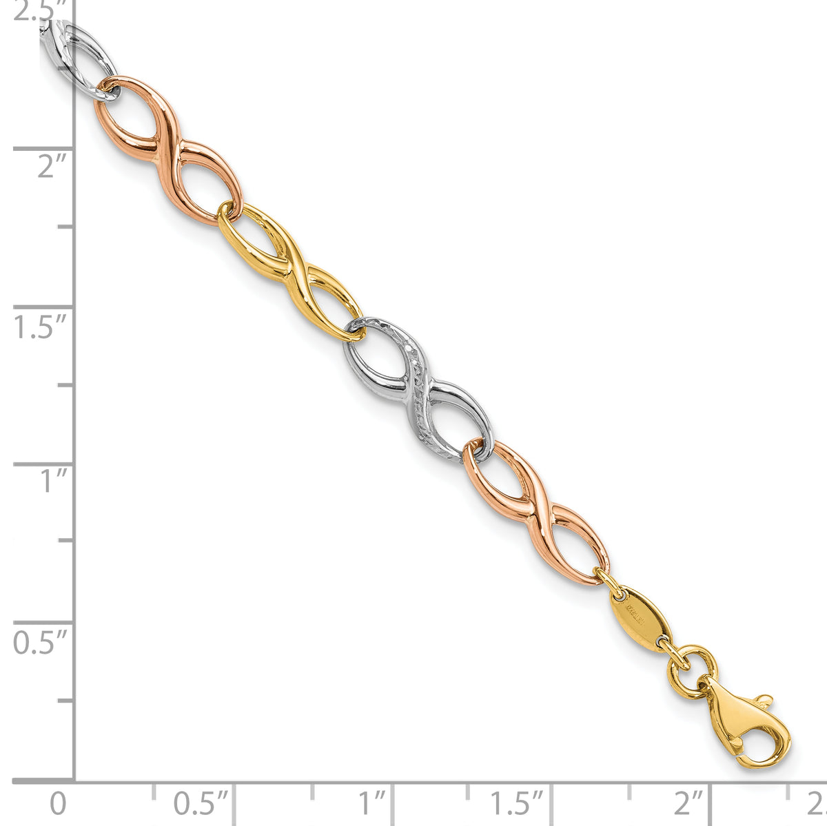 10K Tri-color Infinity Symbol Link Bracelet
