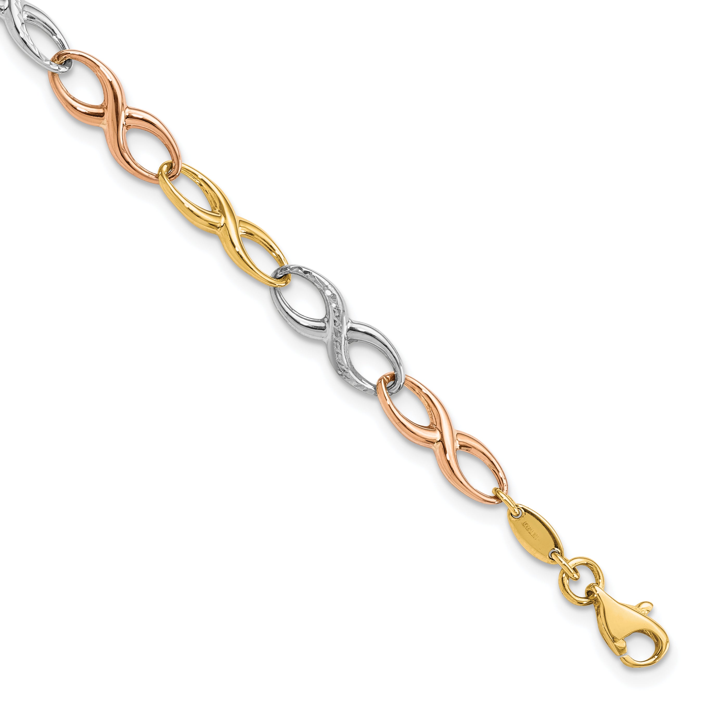 10K Tri-color Infinity Symbol Link Bracelet Main image