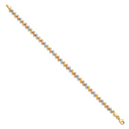 10k Tri-color Polished and D/C Fancy Link Bracelet