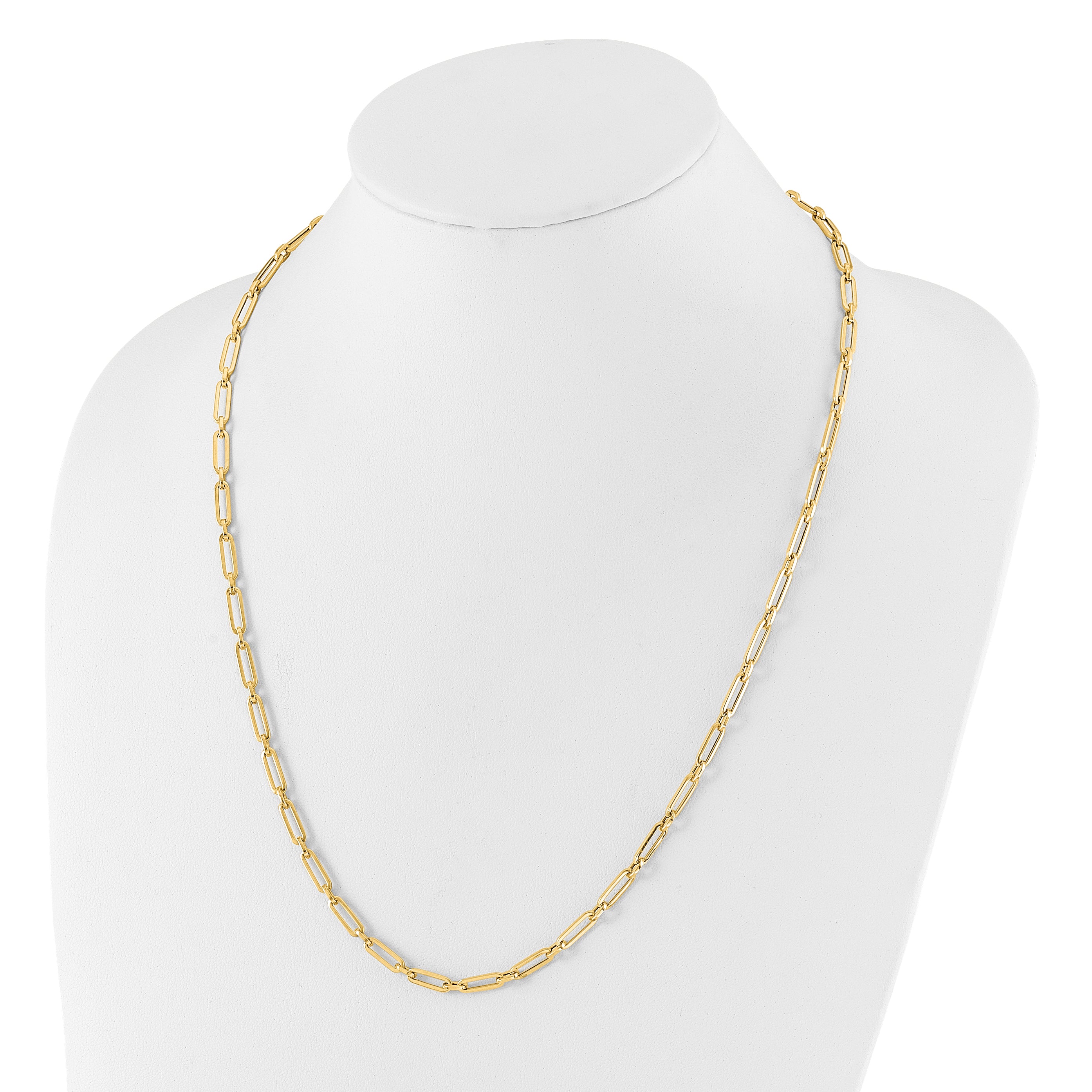 10K Polished Flat Oval Link Necklace