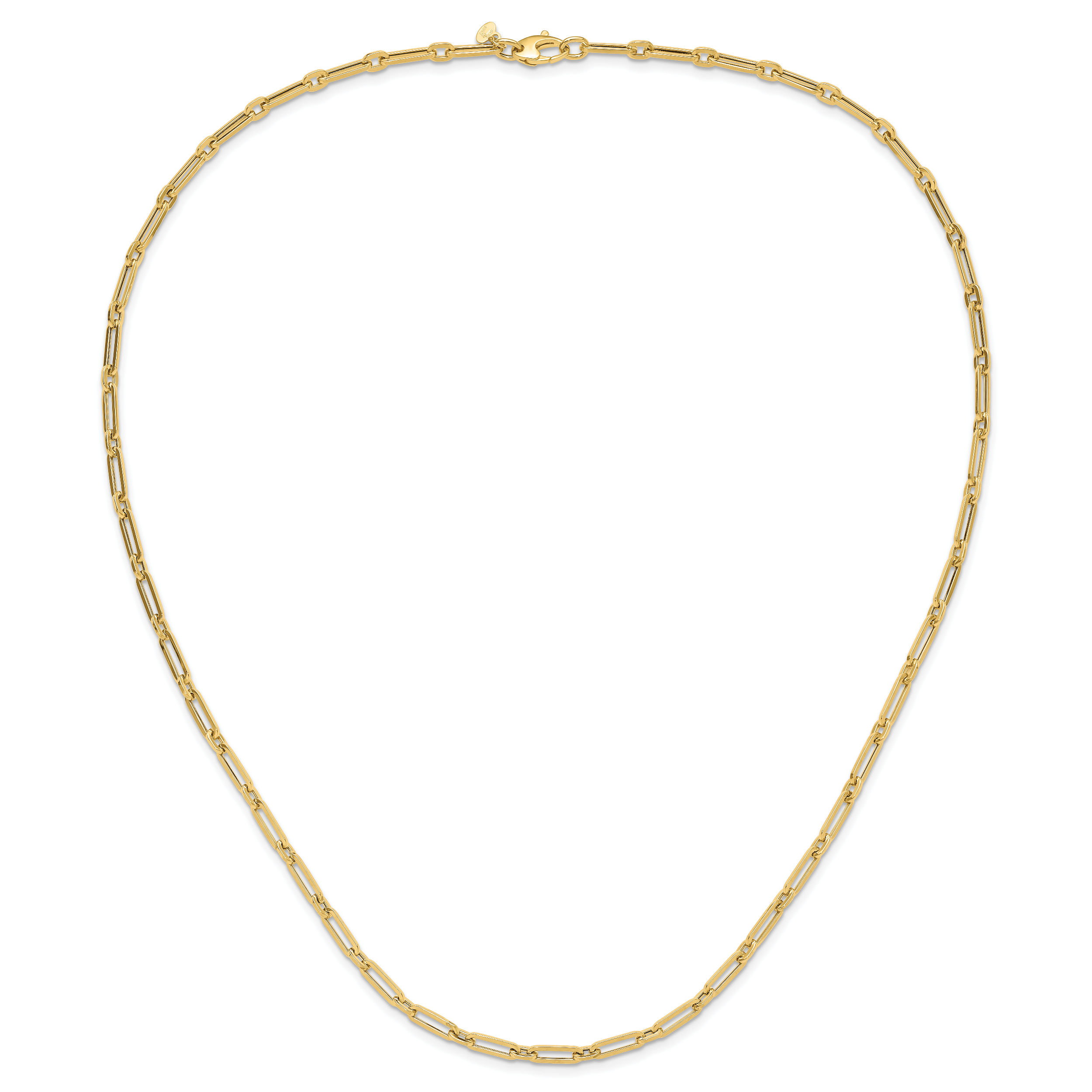 10K Polished Flat Oval Link Necklace