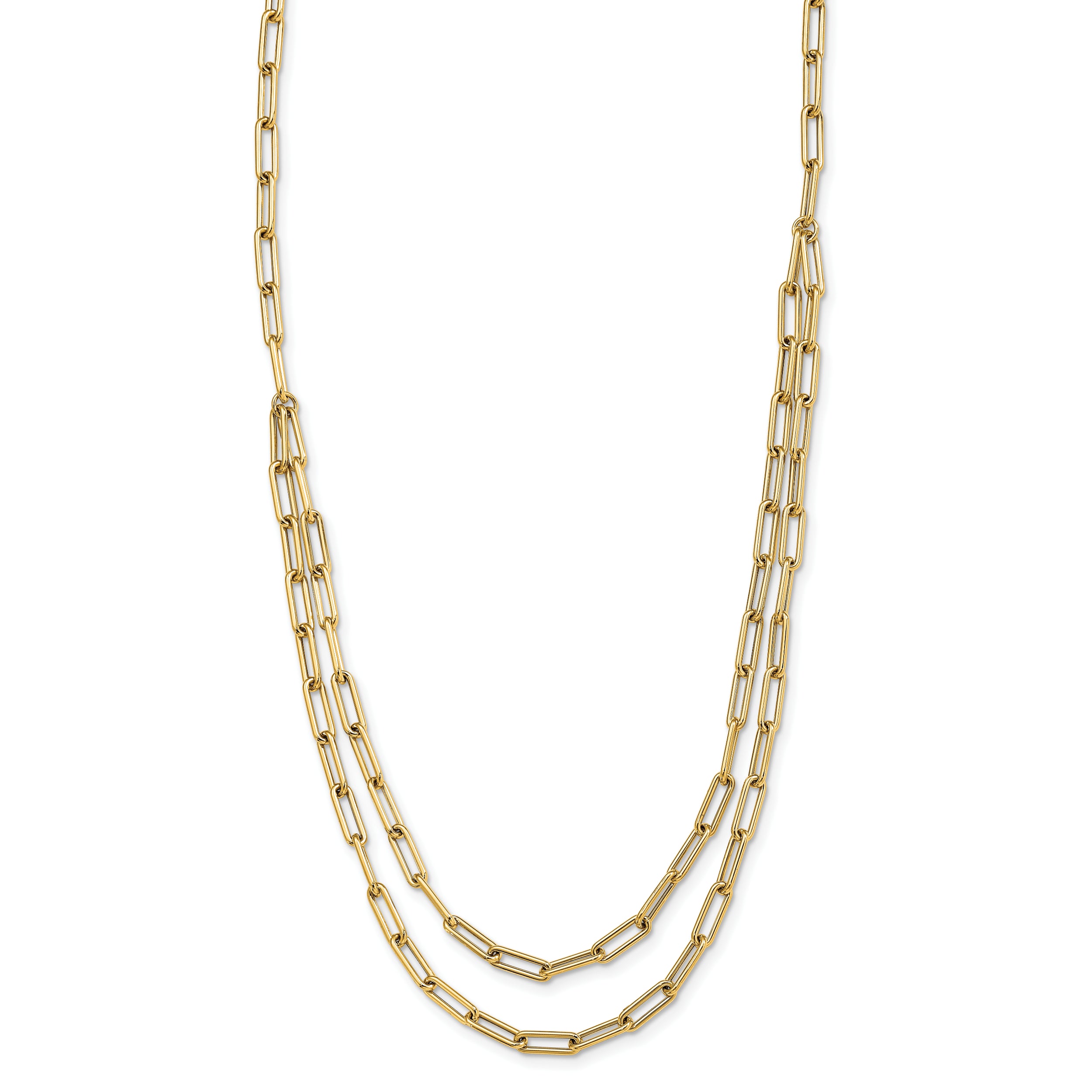 10k Polished Double-layer Link Necklace