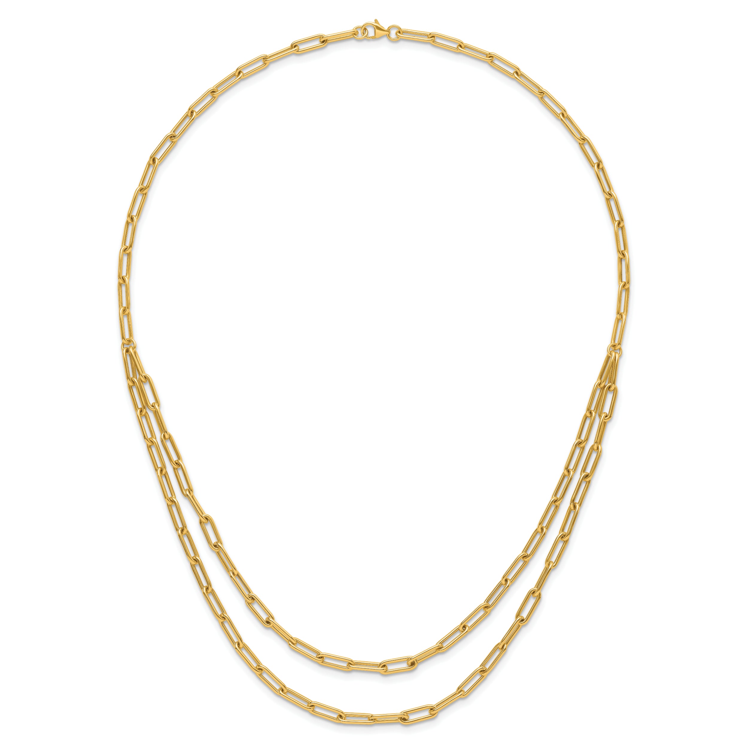 10k Polished Double-layer Link Necklace