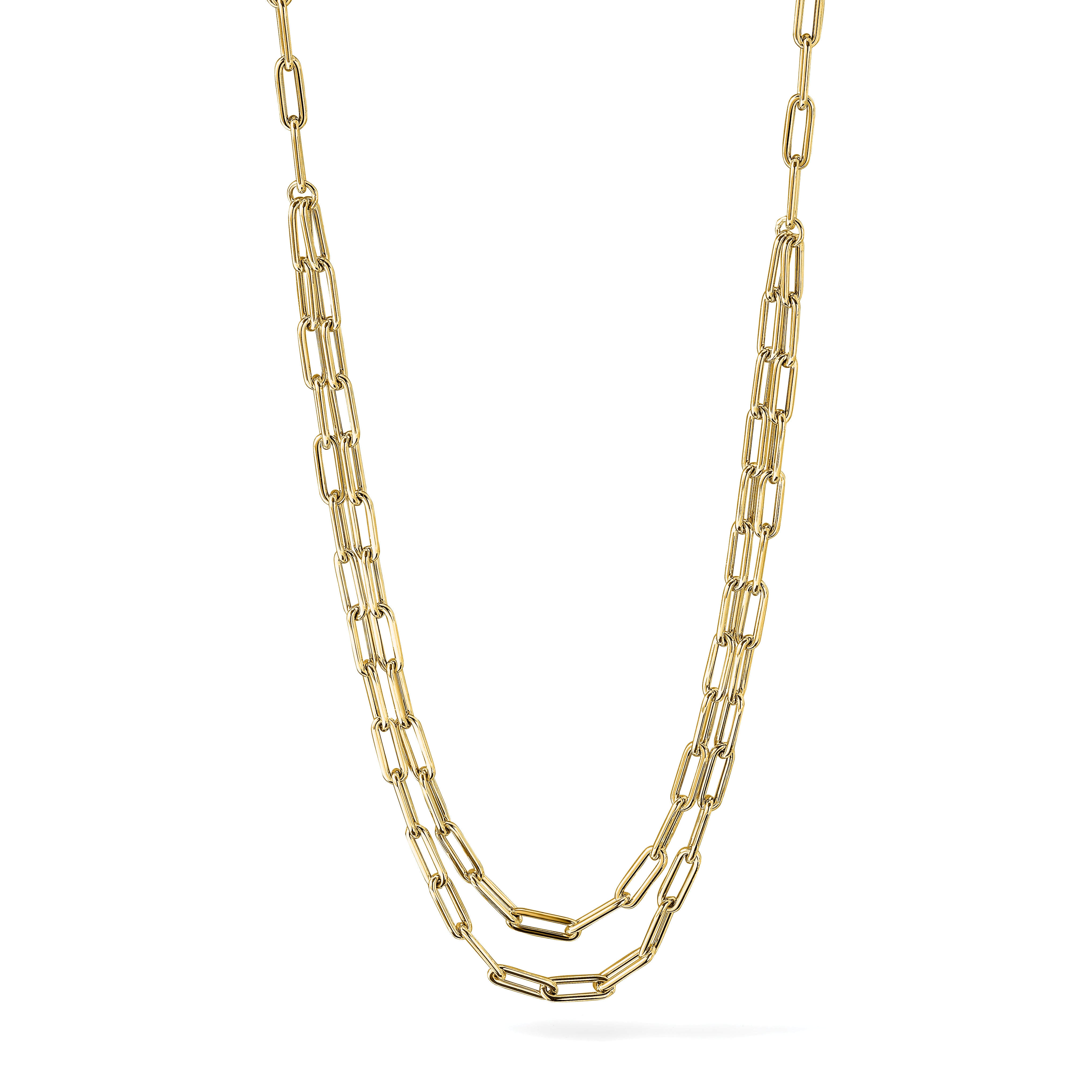 10k Polished Double-layer Link Necklace