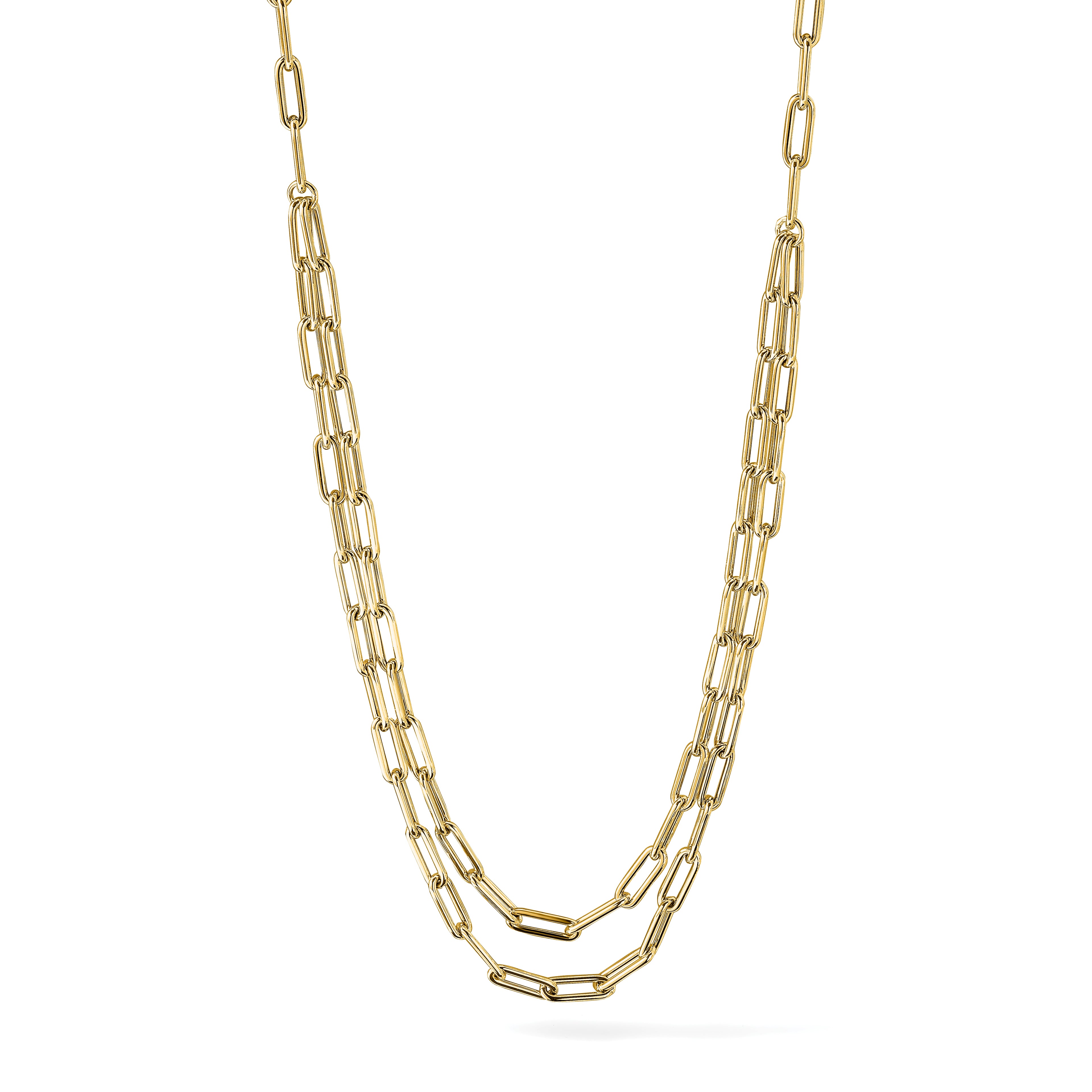 10k Polished Double-layer Link Necklace