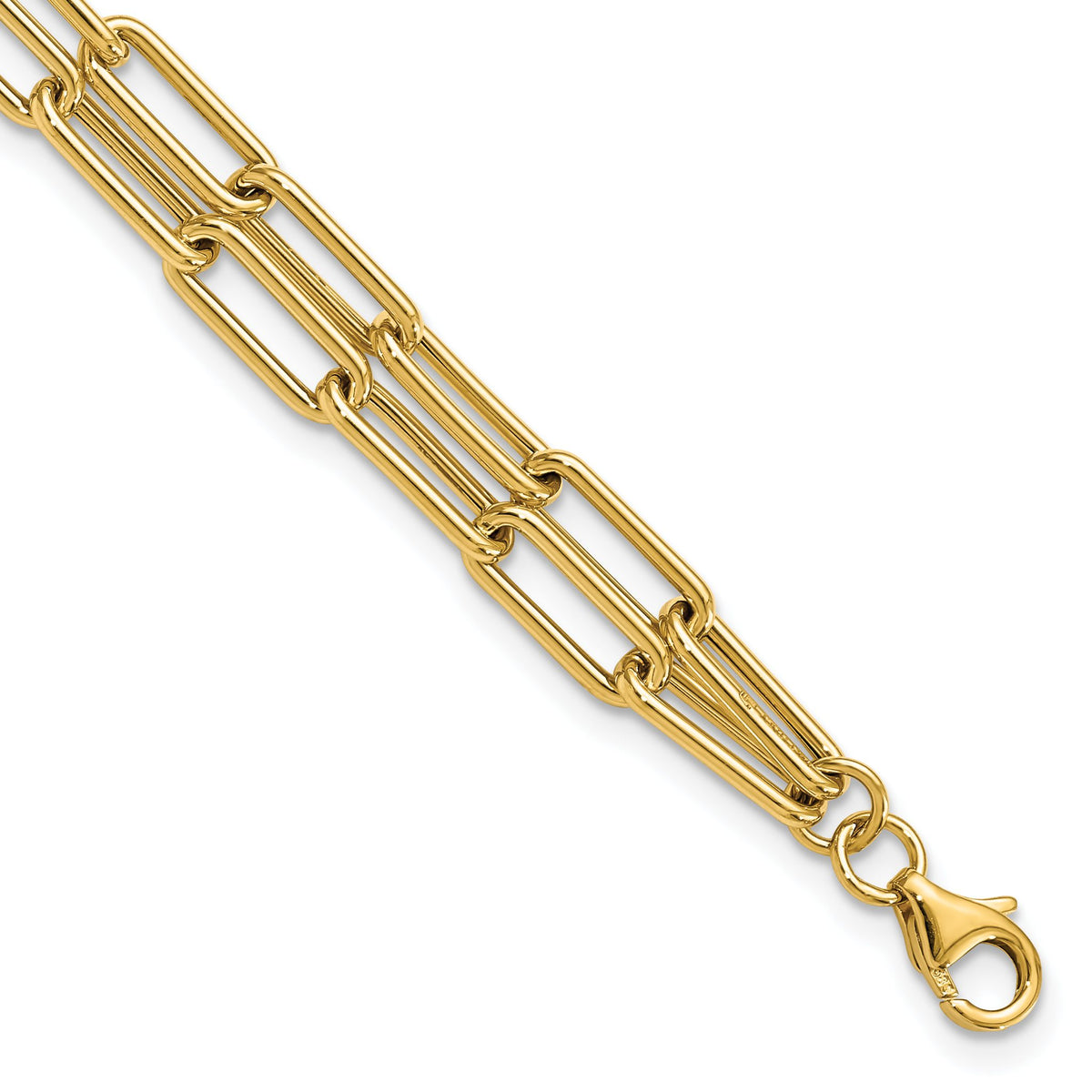 Double-Layer Paperclip Chain Necklace in 10K Yellow Gold, 4mm, 7.5–20 Inch - Sophia Jewelers Main image