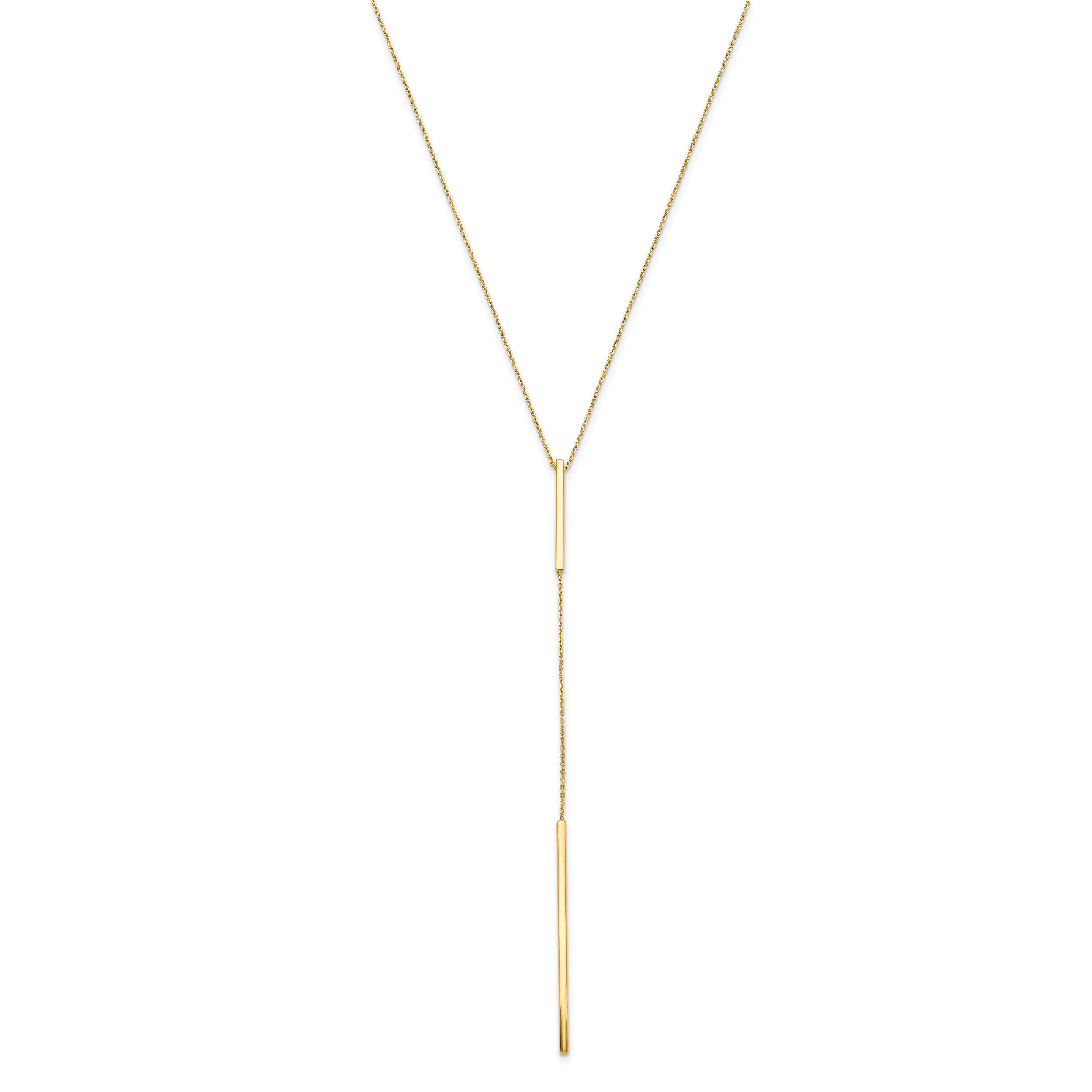 10K Polished Y-drop Bar With  1in ext. Necklace Secondary image