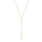 10K Polished Y-drop Bar With  1in ext. Necklace