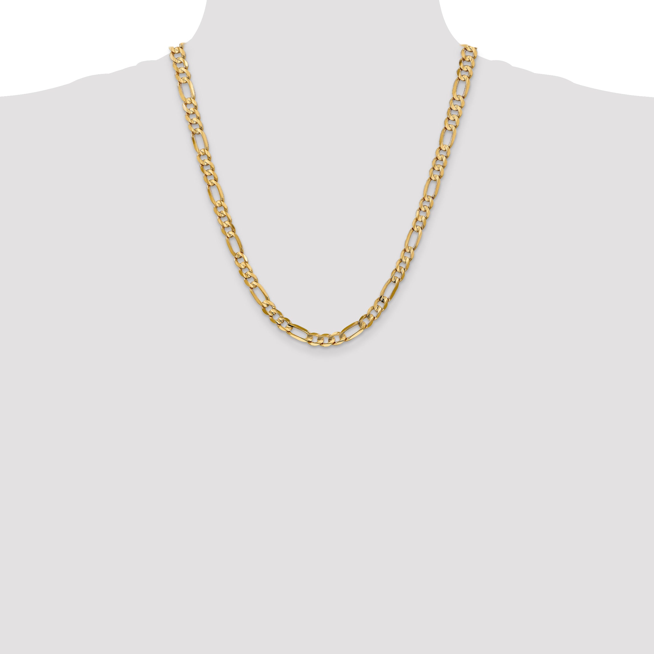 10k 6mm Concave Open Figaro Chain