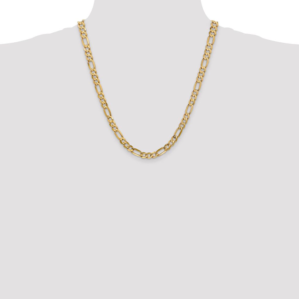 10k 6mm Concave Open Figaro Chain