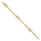 10K Tri-color Polished and Textured Fancy Link Bracelet