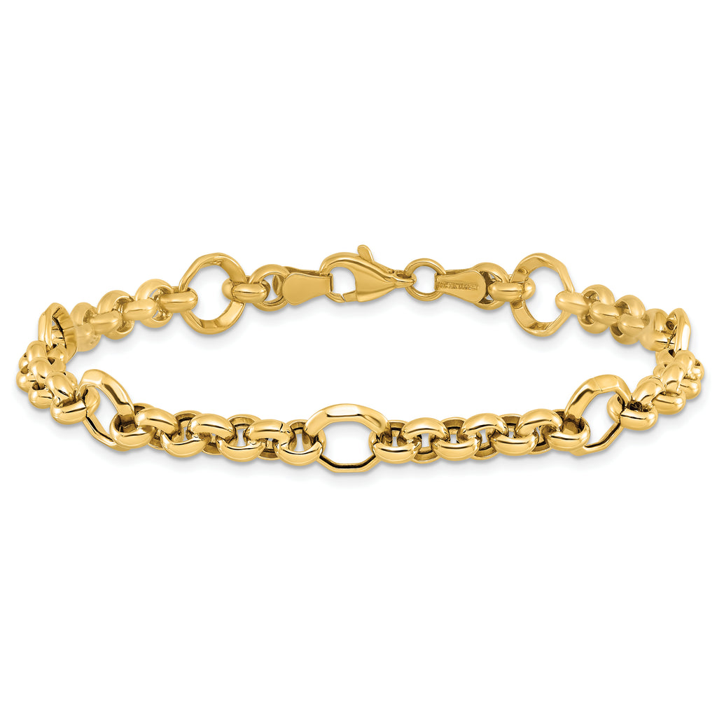 10K Polished D/C Fancy Link Bracelet