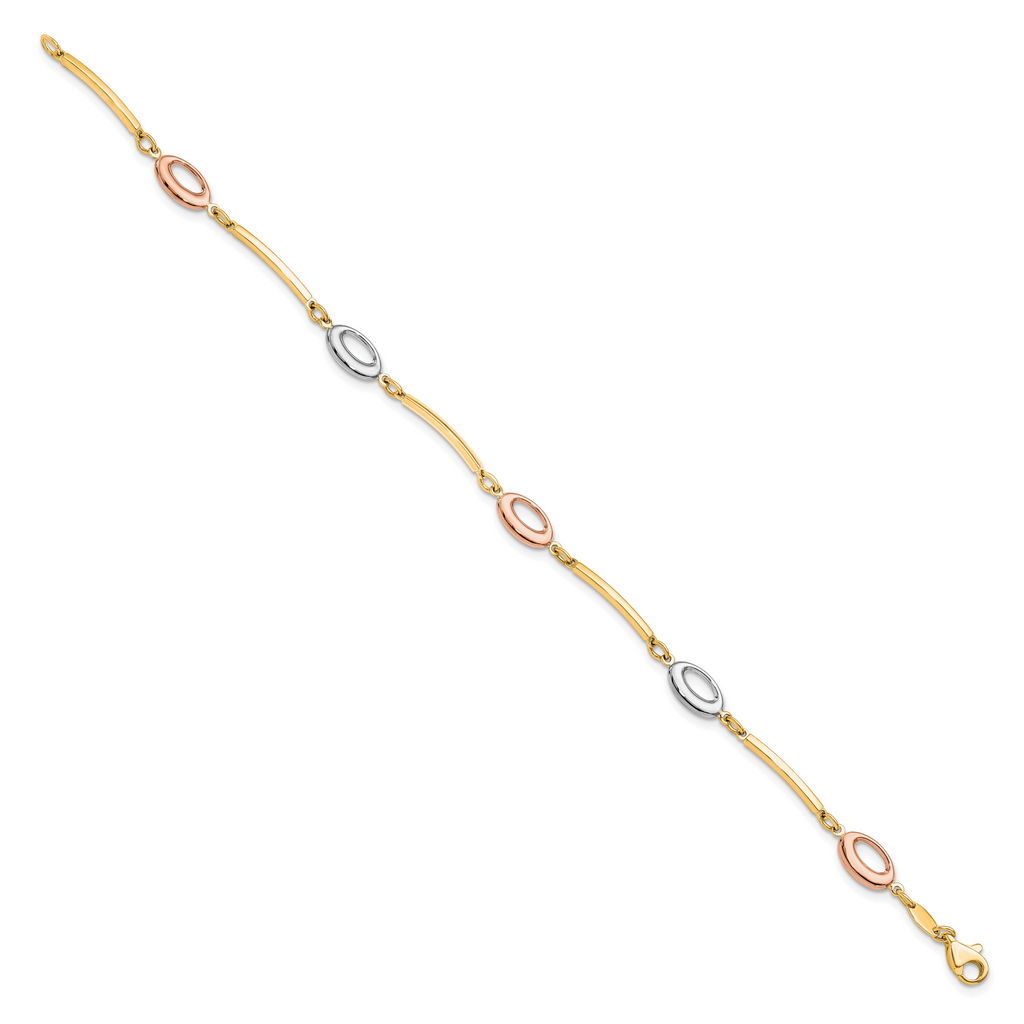 10K Tri-Color Polished Bracelet