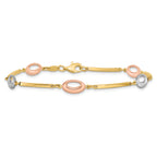10K Tri-Color Polished Bracelet