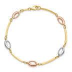 10K Tri-Color Polished Bracelet