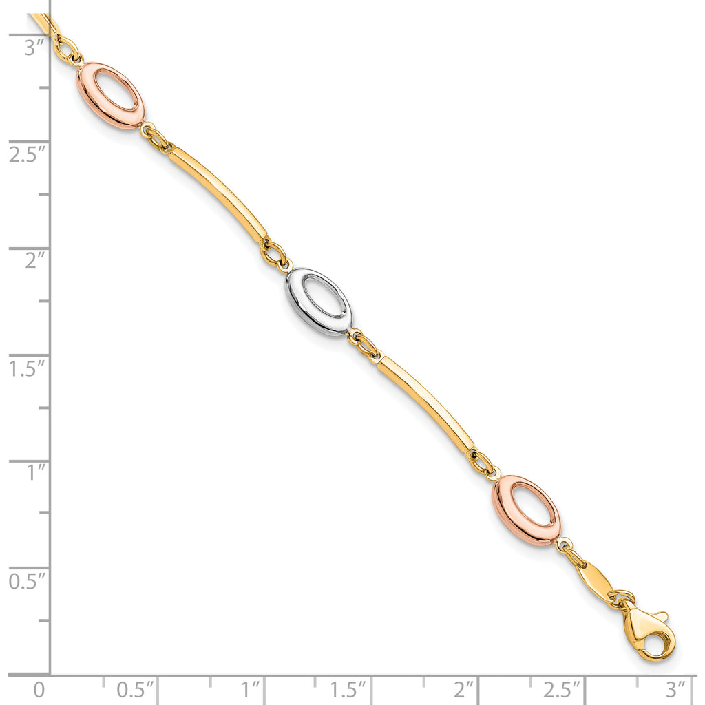 10K Tri-Color Polished Bracelet
