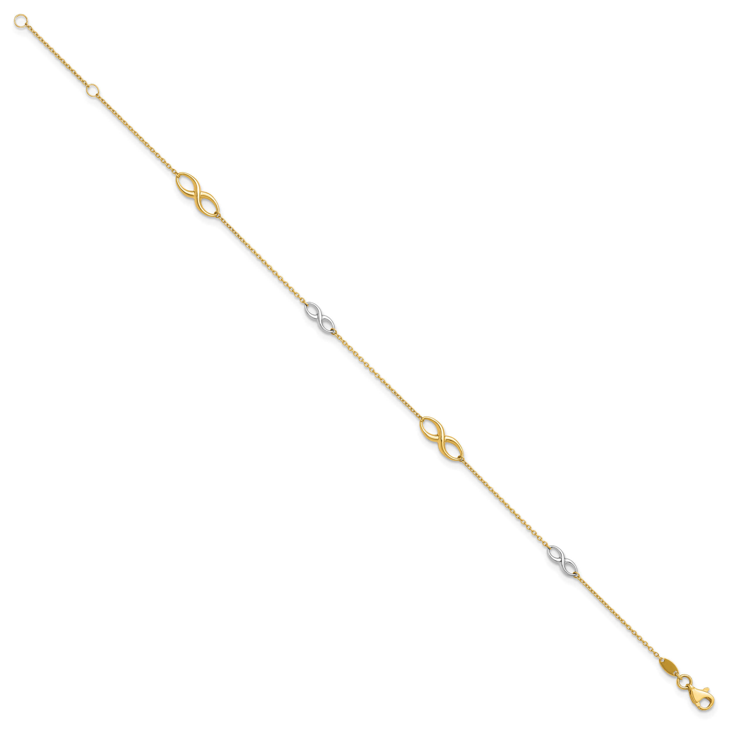 10K Two-tone Polished with 1in ext. Anklet Secondary image